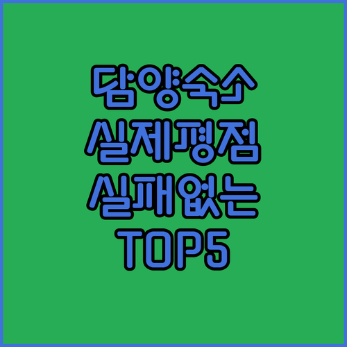 담양 가볼만한곳 숙소 5곳 실제 투숙객 평점과 테마별 특징 요약